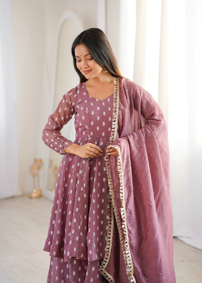 Arti Chuahan Wear Pink Color Heavy Crunchy Silk Sharara Suit With Dupatta