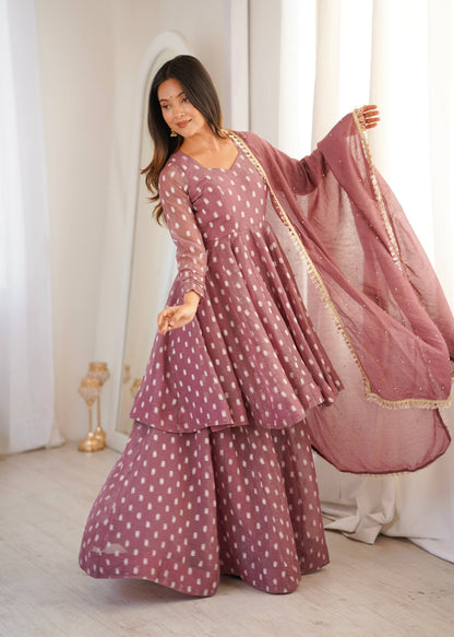 Arti Chuahan Wear Pink Color Heavy Crunchy Silk Sharara Suit With Dupatta