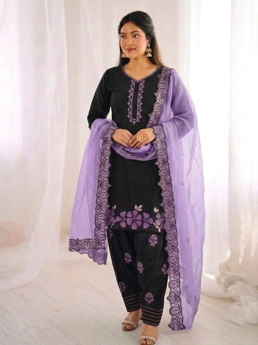Marriage Special Purple Color Sequence Embroidered Farshi Suit With Dupatta