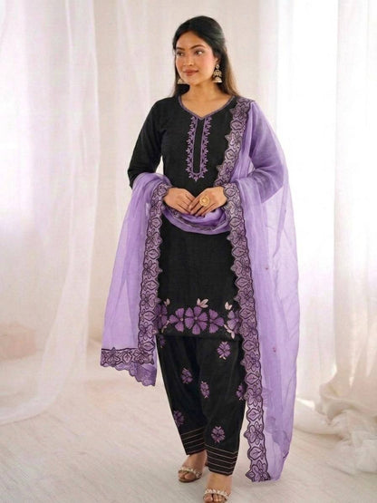 Marriage Special Purple Color Sequence Embroidered Farshi Suit With Dupatta