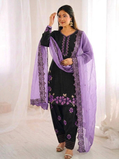 Marriage Special Purple Color Sequence Embroidered Farshi Suit With Dupatta