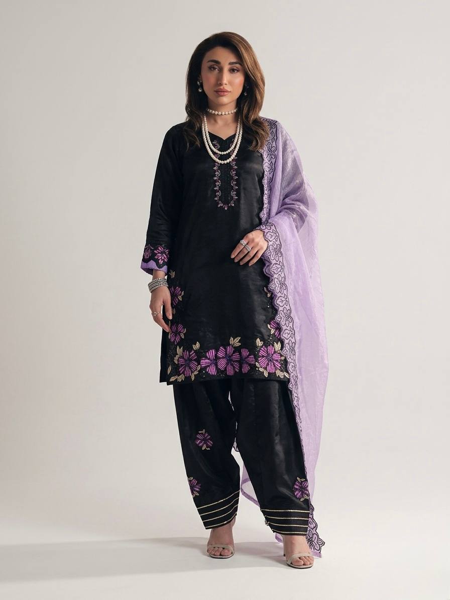 Marriage Special Purple Color Sequence Embroidered Farshi Suit With Dupatta