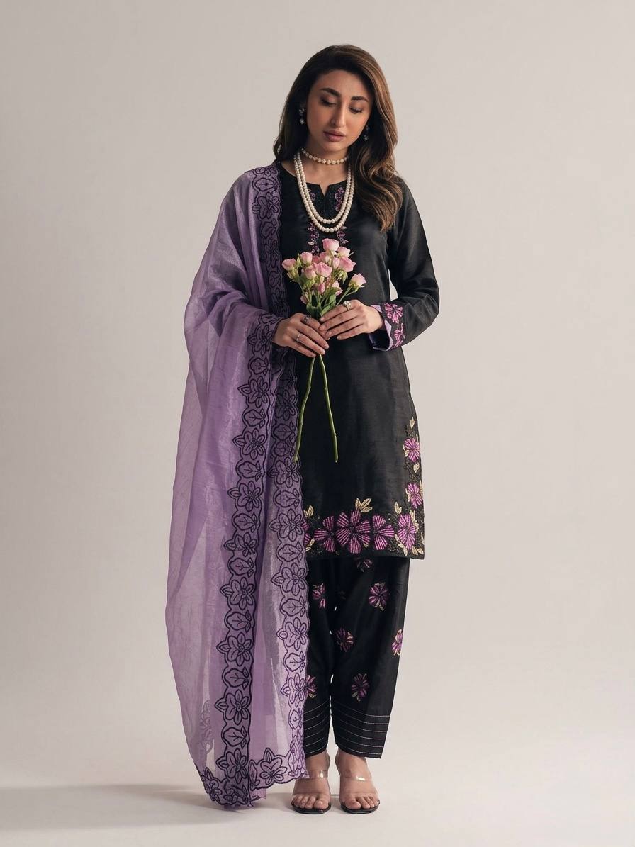 Marriage Special Purple Color Sequence Embroidered Farshi Suit With Dupatta
