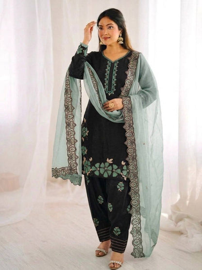 Sangeet Wear Green Color Sequence Embroidered Farshi Suit With Dupatta