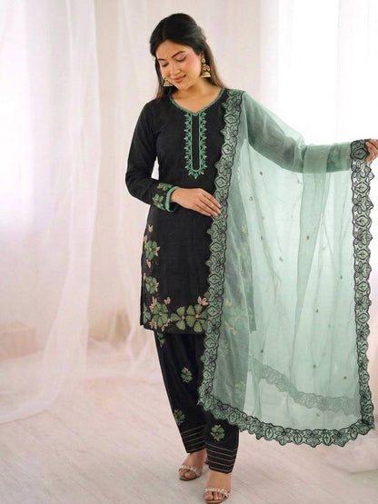 Sangeet Wear Green Color Sequence Embroidered Farshi Suit With Dupatta