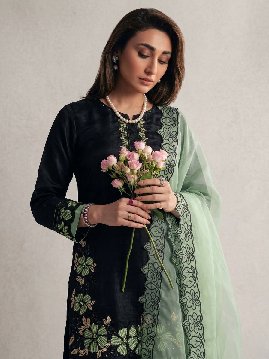 Sangeet Wear Green Color Sequence Embroidered Farshi Suit With Dupatta