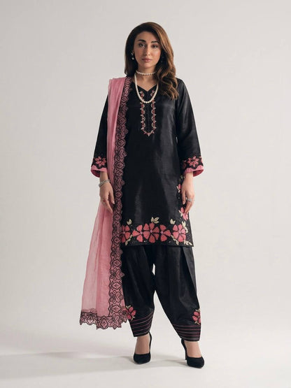 Attractive Pink Color Sequence Embroidered Farshi Suit With Dupatta