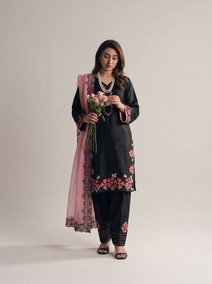 Attractive Pink Color Sequence Embroidered Farshi Suit With Dupatta