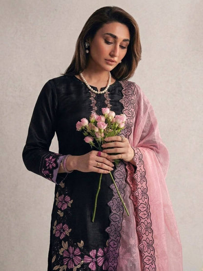 Attractive Pink Color Sequence Embroidered Farshi Suit With Dupatta