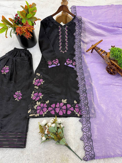 Marriage Special Purple Color Sequence Embroidered Farshi Suit With Dupatta
