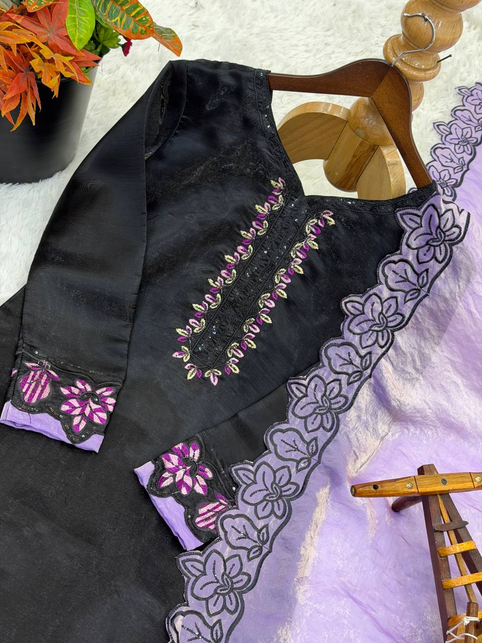Marriage Special Purple Color Sequence Embroidered Farshi Suit With Dupatta