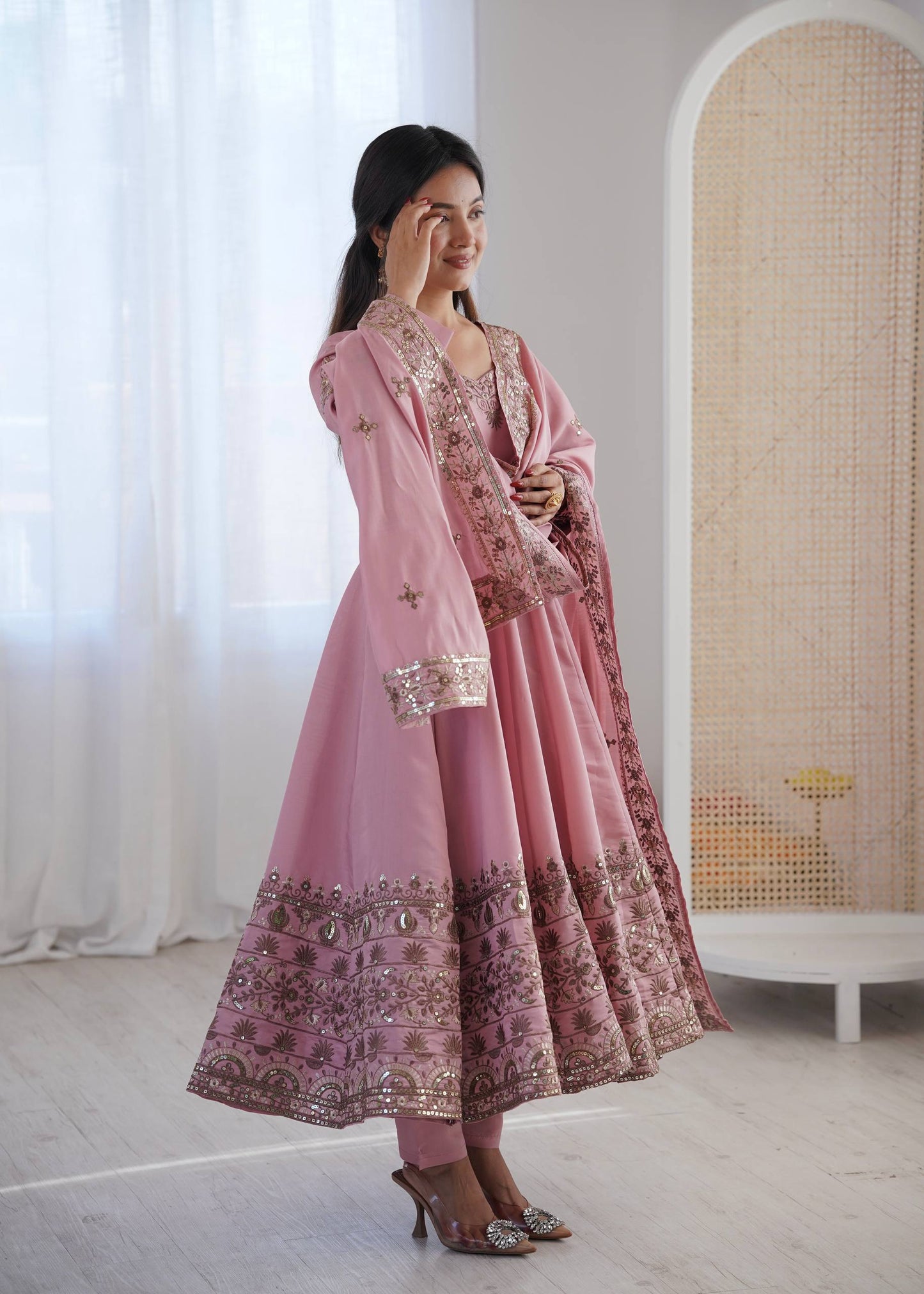 Luxuriant Pink Color Sequence Embroidered Anarkali Suit With Dupatta