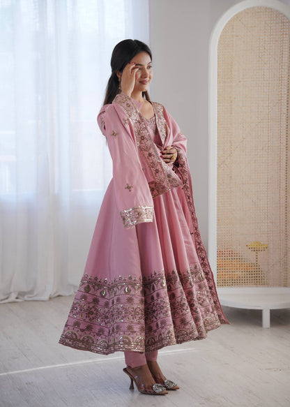 Luxuriant Pink Color Sequence Embroidered Anarkali Suit With Dupatta