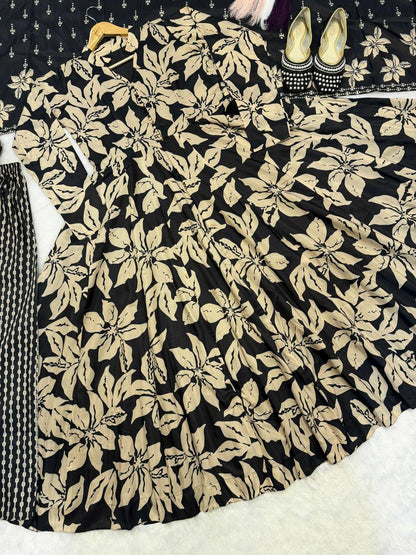 Neha's Wear Black Color Maslin Cotton Anarkali Suit With Dupatta