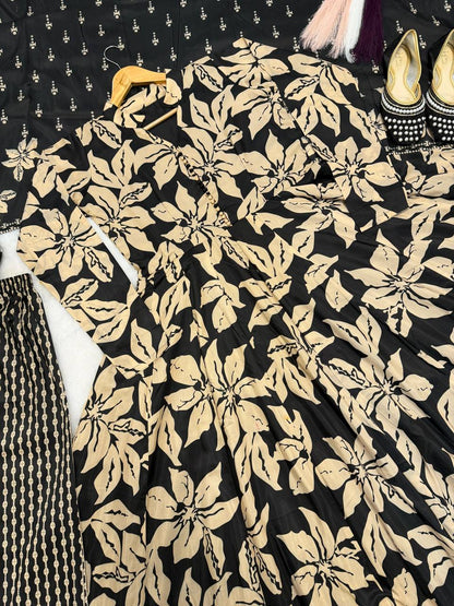 Neha's Wear Black Color Maslin Cotton Anarkali Suit With Dupatta