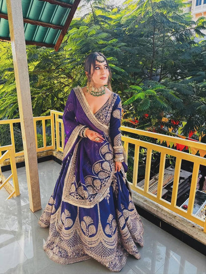 Luxuriant Purple Sequence Embroidered Lehenga With Dupatta