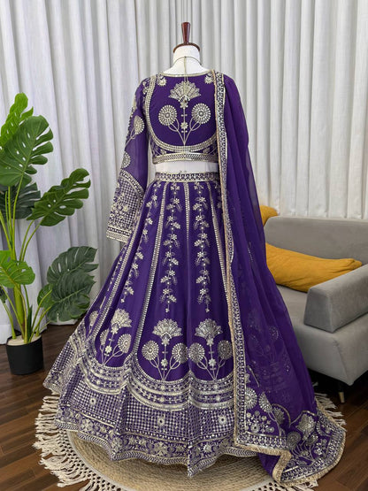 Luxuriant Purple Sequence Embroidered Lehenga With Dupatta