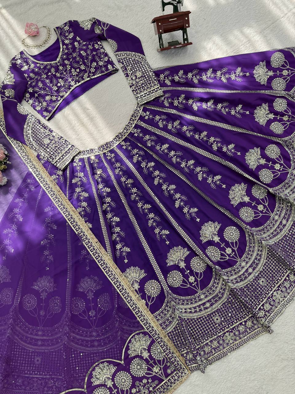 Luxuriant Purple Sequence Embroidered Lehenga With Dupatta