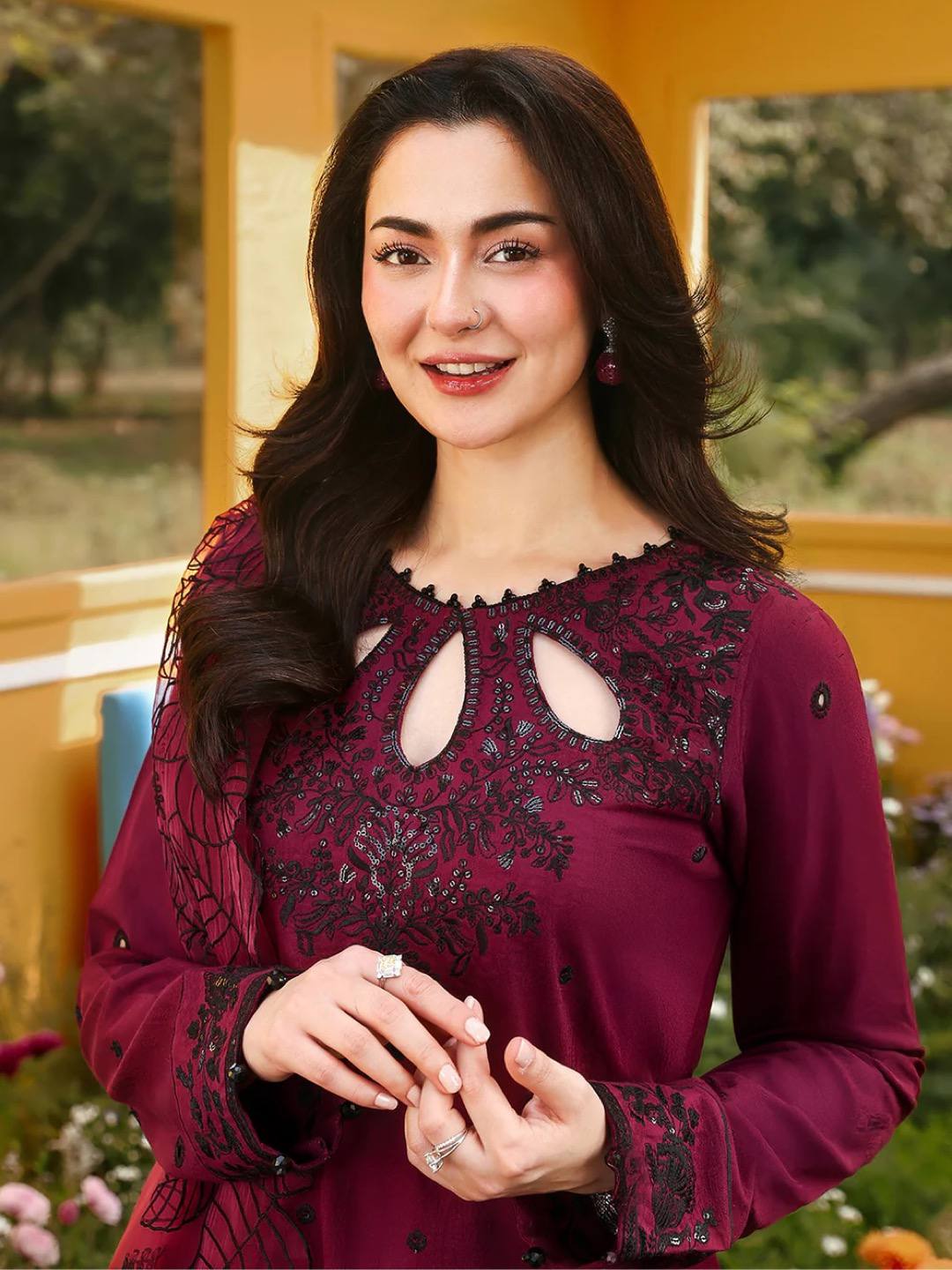 Celebrity Style Maroon Color Sequnece Embroidered Palazoo Suit With Dupatta