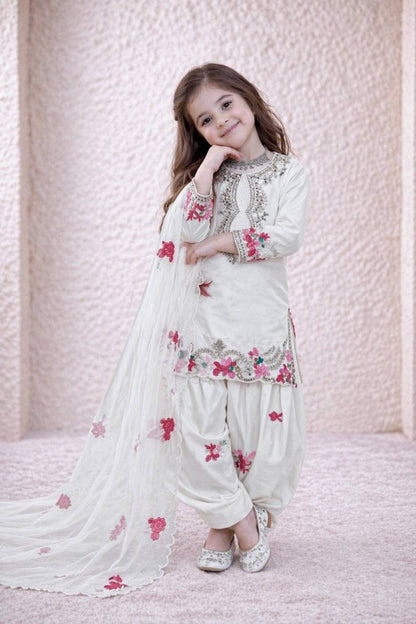 Girls Designer Crepe Silk Salwar Suit – Heavy Embroidery Collection