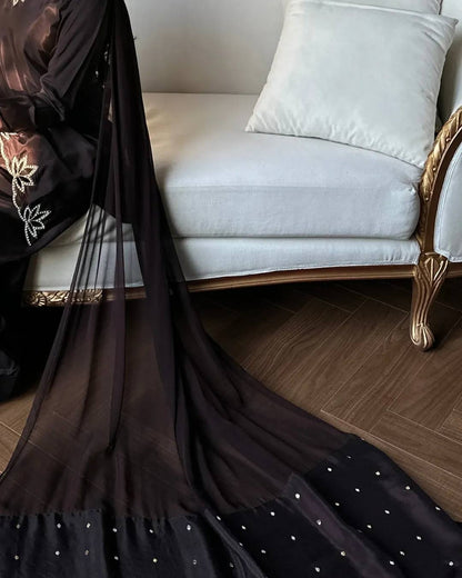 Festive Wear Brown Color Heavy Natural Crepe Farshi Suit