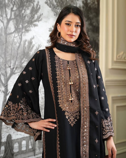 Superhit Black Color Sequence Embroidered Sharara Suit