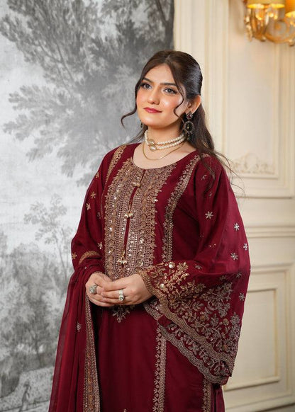 Preferable Maroon Color Sequence Work Fendy Silk Sharara Suit