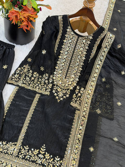 Superhit Black Color Sequence Embroidered Sharara Suit