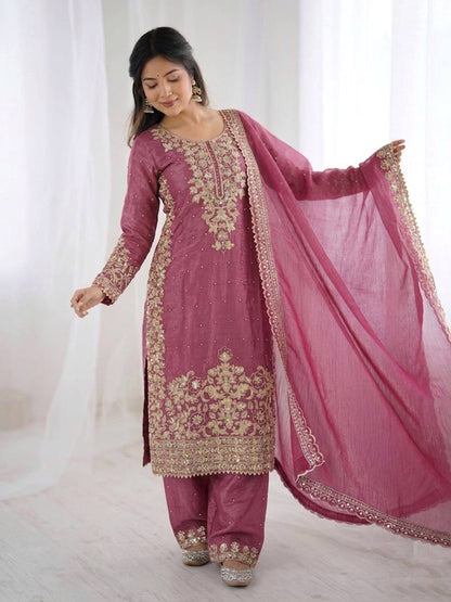 Arti Chauhan Wear Pink Color Sequence Embroidered Palazzo Suit