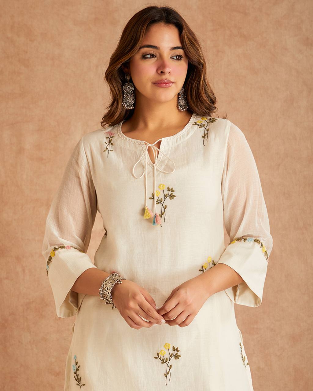 Occasion Wear White Color Pure Cotton Silk Palazzo Suit