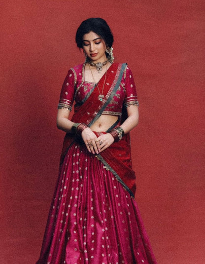 Celebrity Wear Pink Color Embroidery Sequin Work Soft Silk Lehenga Choli