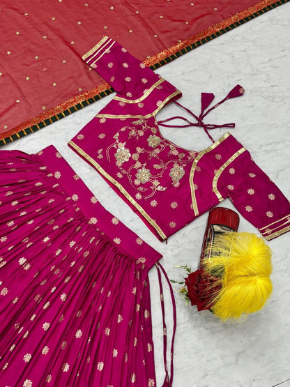 Celebrity Wear Pink Color Embroidery Sequin Work Soft Silk Lehenga Choli