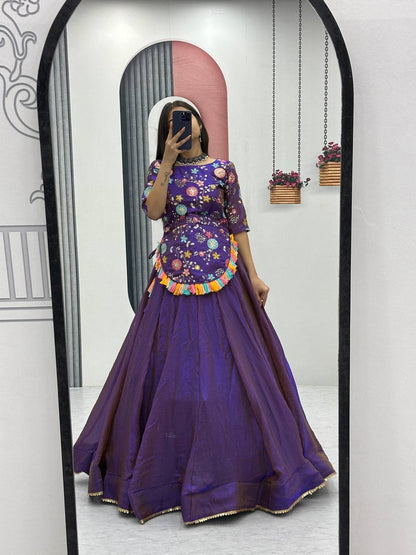 Traditional Wear Purple Color Pure Fendy Heavy Thread And Sequence Embroidery Work Lehenga Choli