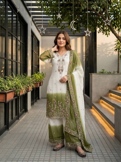 Luxuriant Green Color Squence Embroidered Palazzo Suit With Dupatta