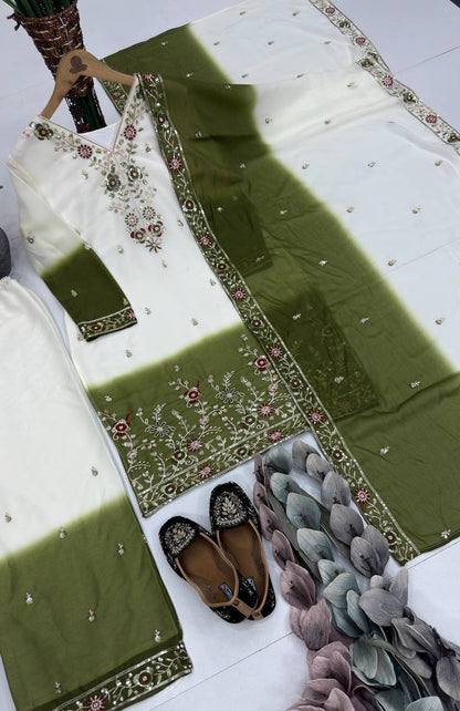 Luxuriant Green Color Squence Embroidered Palazzo Suit With Dupatta