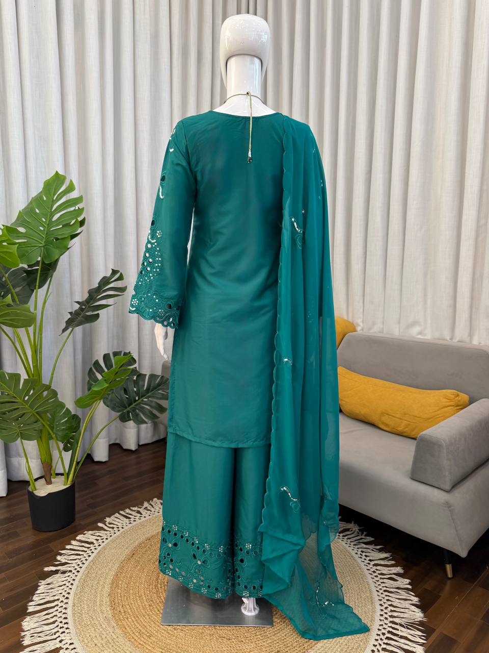 Pretty Sky Blue Color Crepe Silk Palazzo Suit