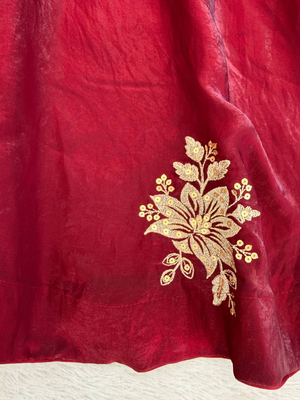 Unique Maroon Color Fendy Silk Anarkali Suit