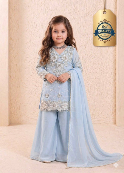 Girls Designer Georgette Sequin Embroidered Palazzo Set