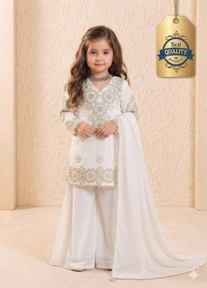 Girls Designer Georgette Sequin Embroidered Palazzo Set