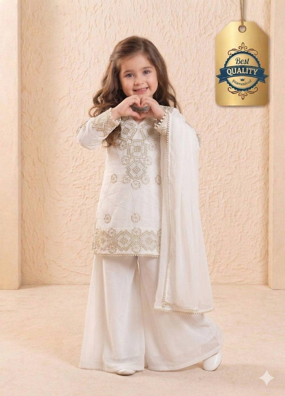 Girls Designer Georgette Sequin Embroidered Palazzo Set