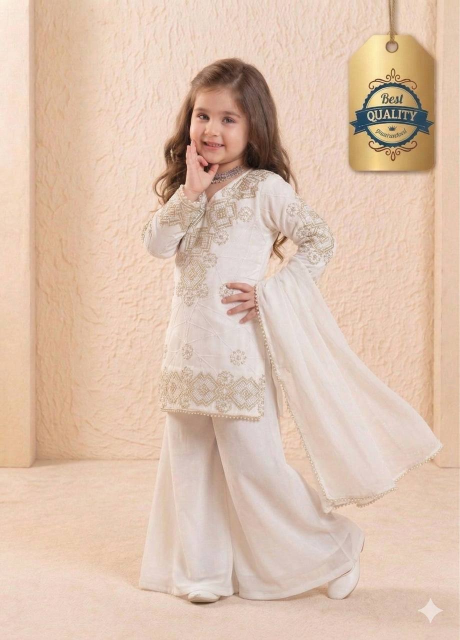 Girls Designer Georgette Sequin Embroidered Palazzo Set