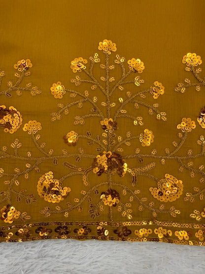 Beuatiful Yellow Color Squence Embroidered Farshi Palazzo Suit With Dupatta