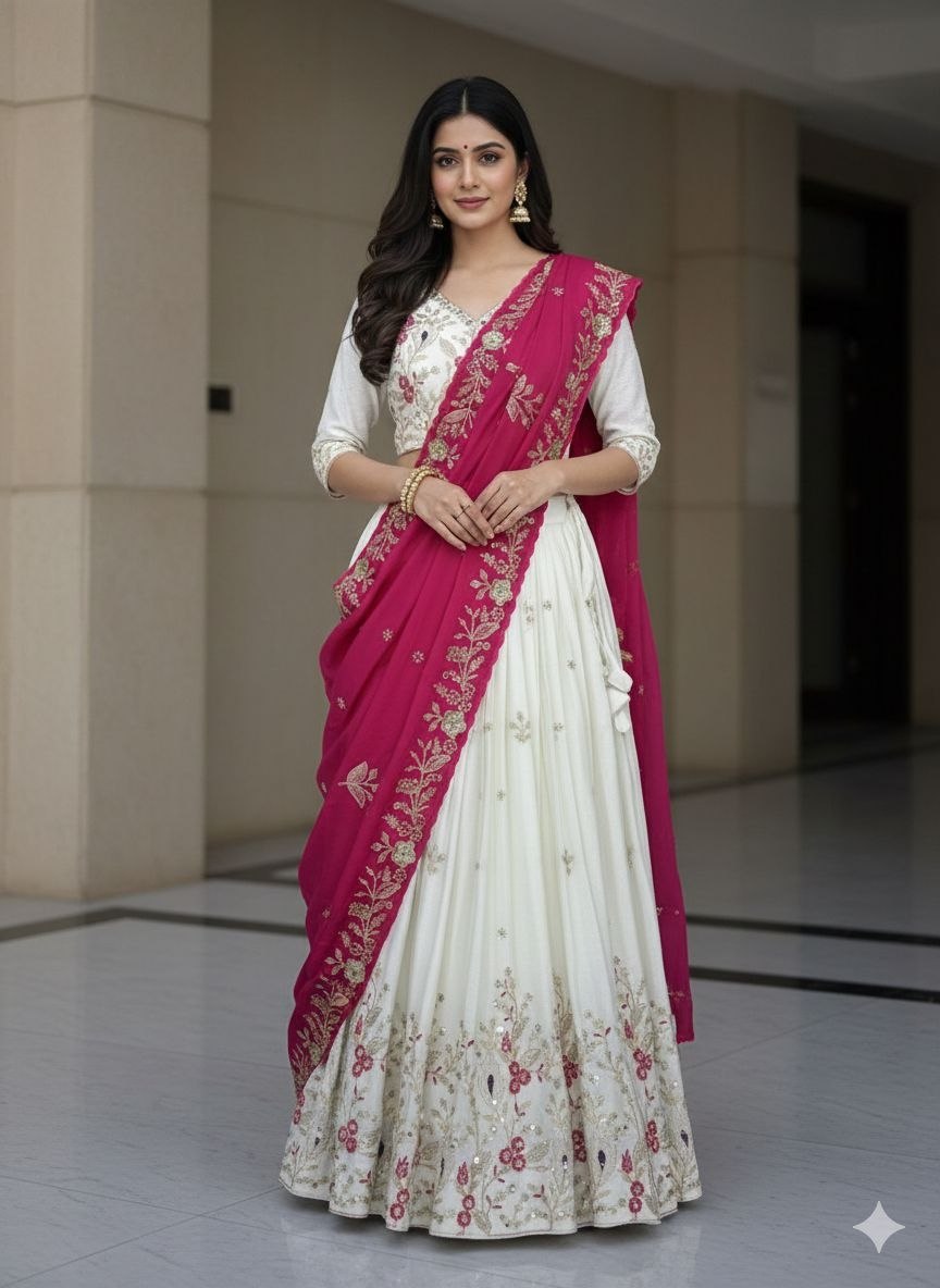 Engagement Wear Pink Color Sequence Embroidered Lehenga Choli