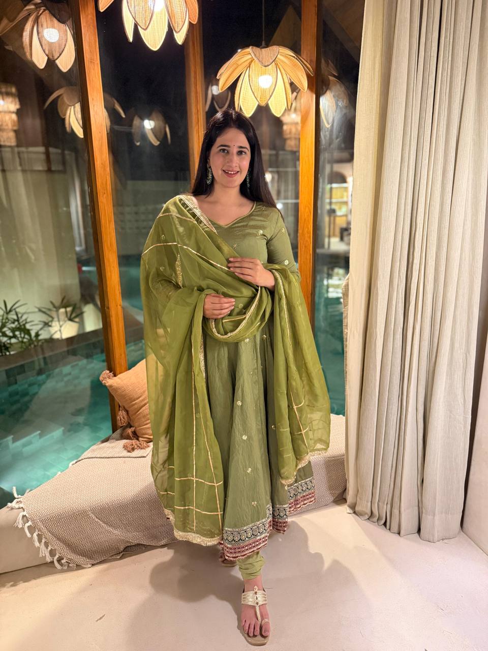 Wedding Wear Green Color Sequence Embroidered Anarkali Suit