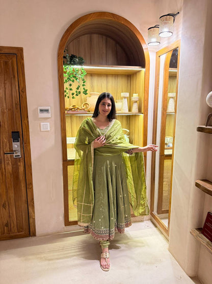 Wedding Wear Green Color Sequence Embroidered Anarkali Suit