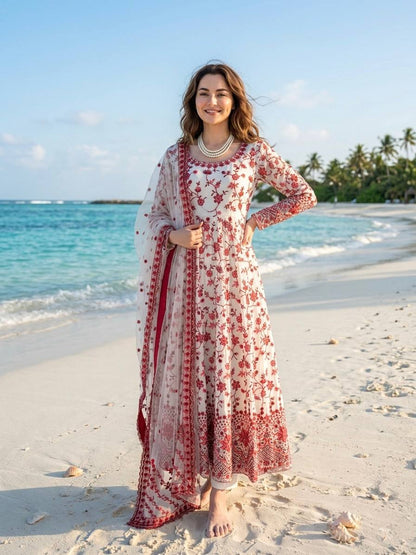 Wonderful Pink Color Silk Sequin Work Anarkali Gown Set