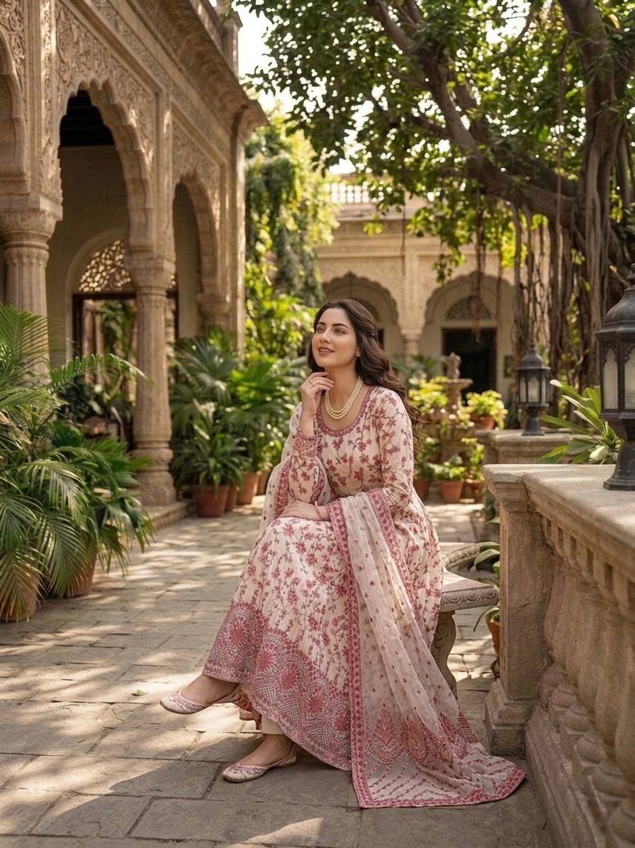 Wonderful Pink Color Silk Sequin Work Anarkali Gown Set