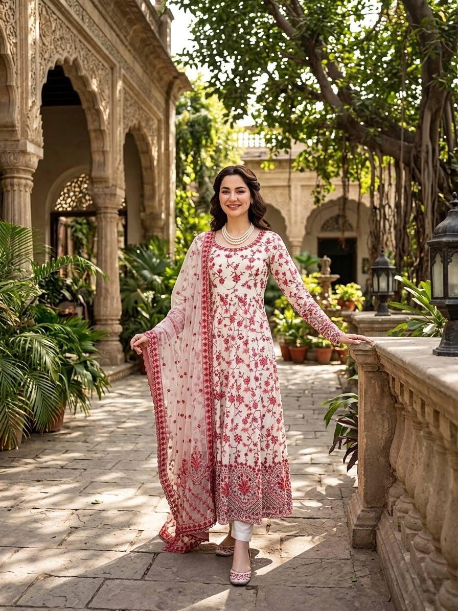 Wonderful Pink Color Silk Sequin Work Anarkali Gown Set