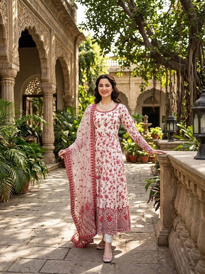 Wonderful Pink Color Silk Sequin Work Anarkali Gown Set