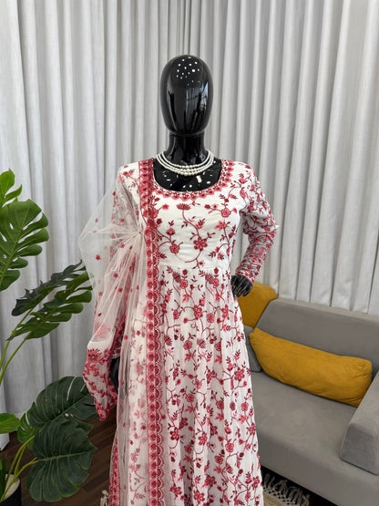 Wonderful Pink Color Silk Sequin Work Anarkali Gown Set